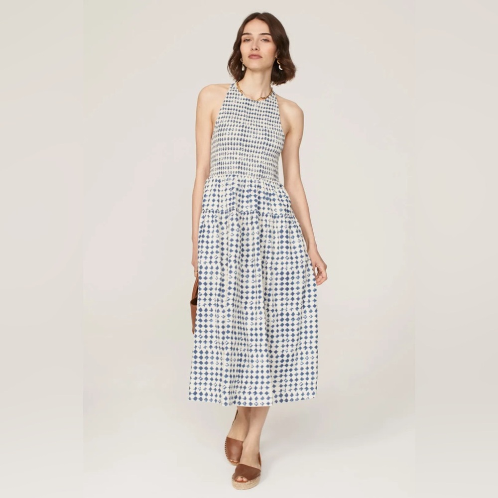 Madewell Shibori Halter Tiered Midi Dress